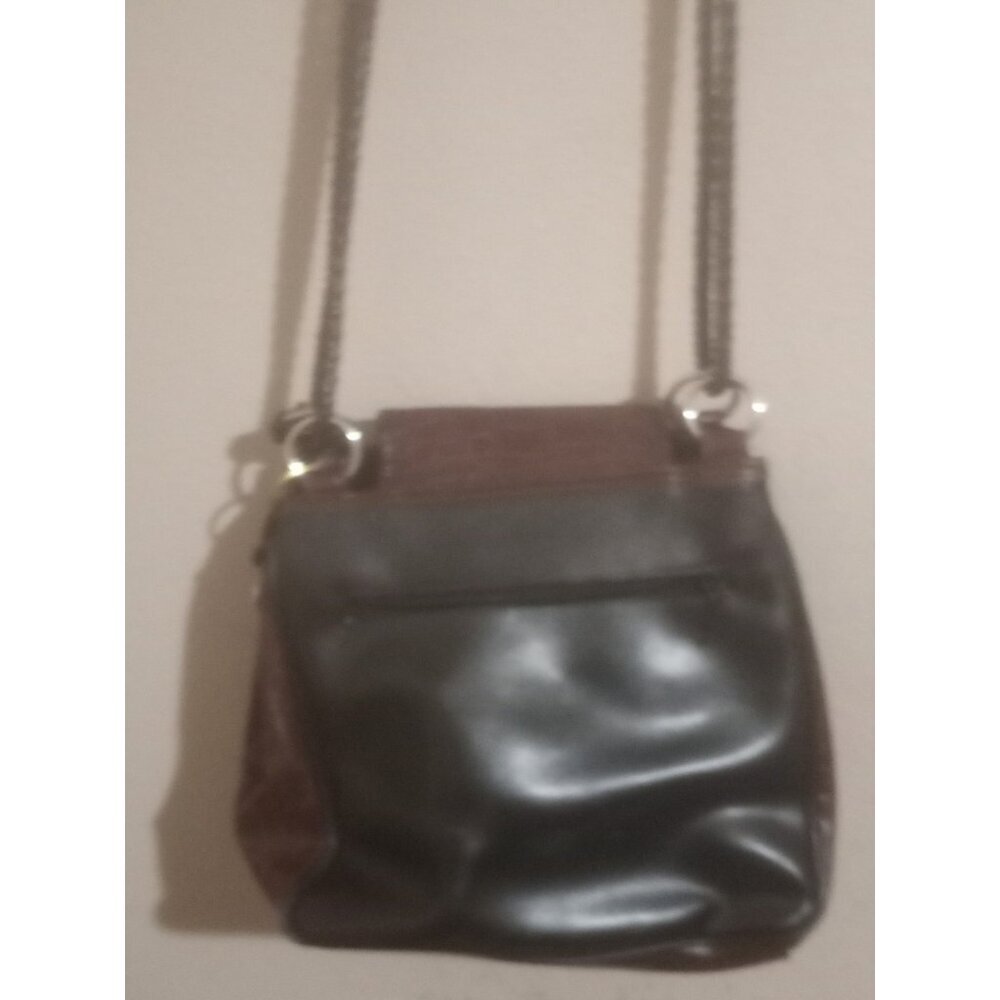 Vintage Brighton Black Brown Leather Woven Croc Medium M Crossbody Shouldbag - Picture 6 of 12